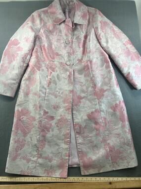 Kasper Women's Pink Floral Coat Size 14W Fall Winter Overcoat
